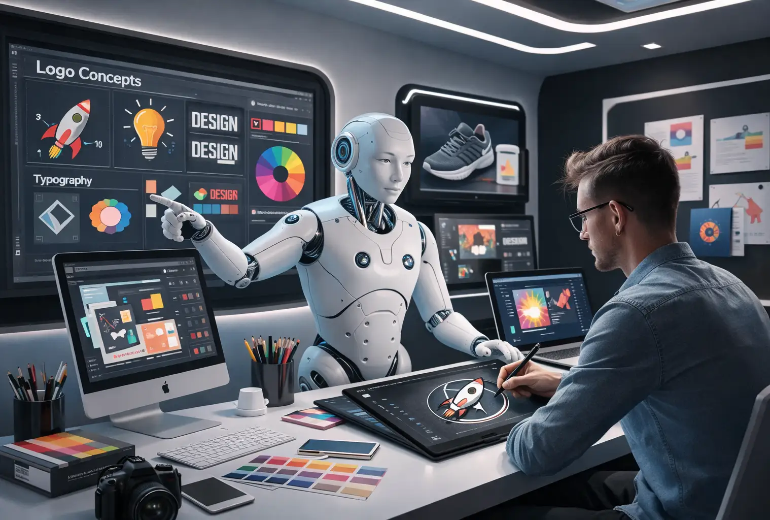 AI assisting human creativity in graphic design