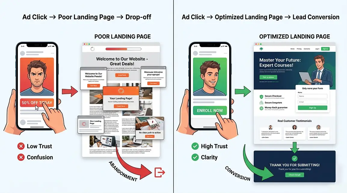 Landing page optimization for Facebook and Instagram ads