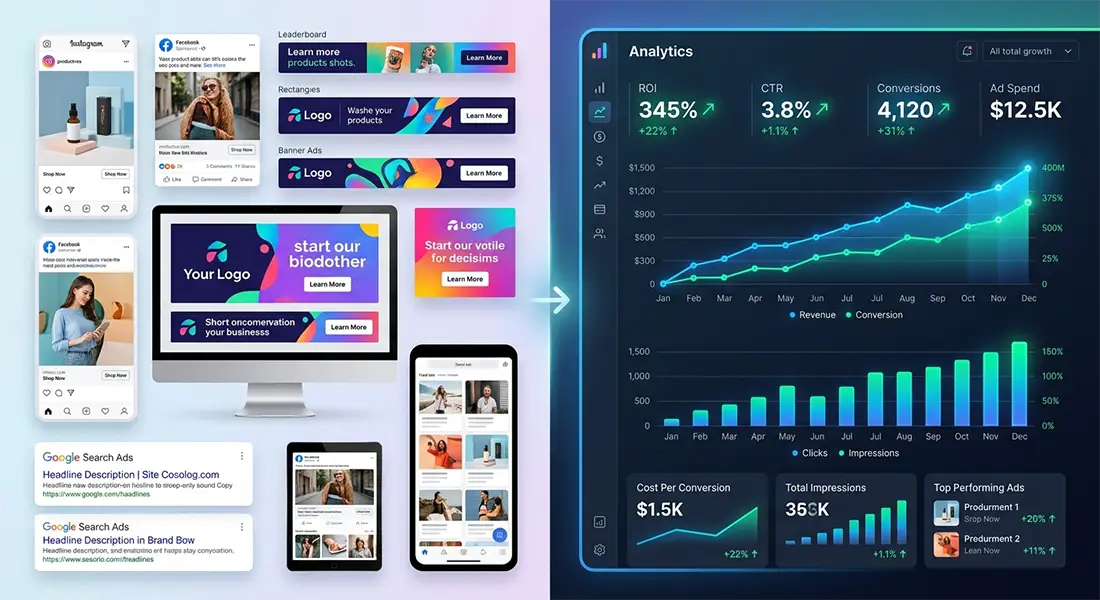 social media advertising dashboard showing campaign results