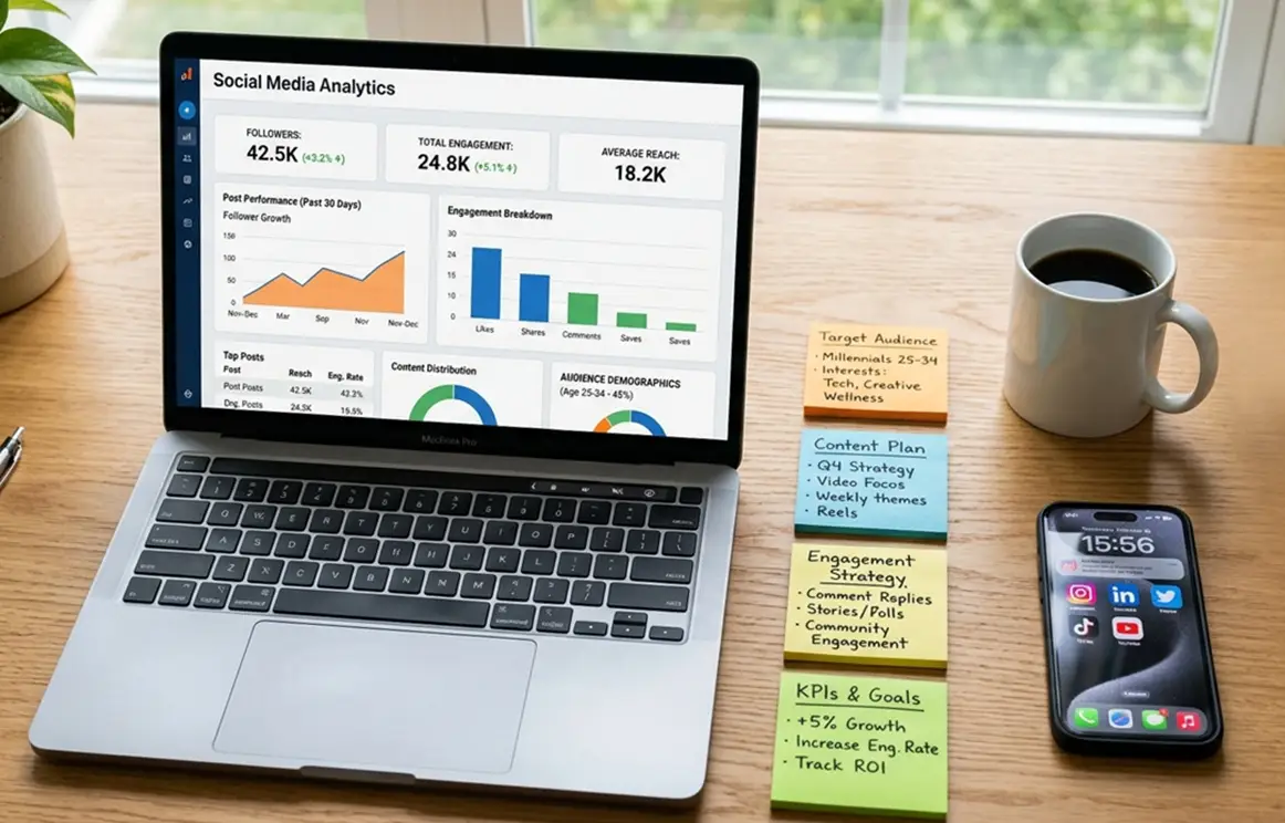 social media marketing strategy with audience insights and analytics